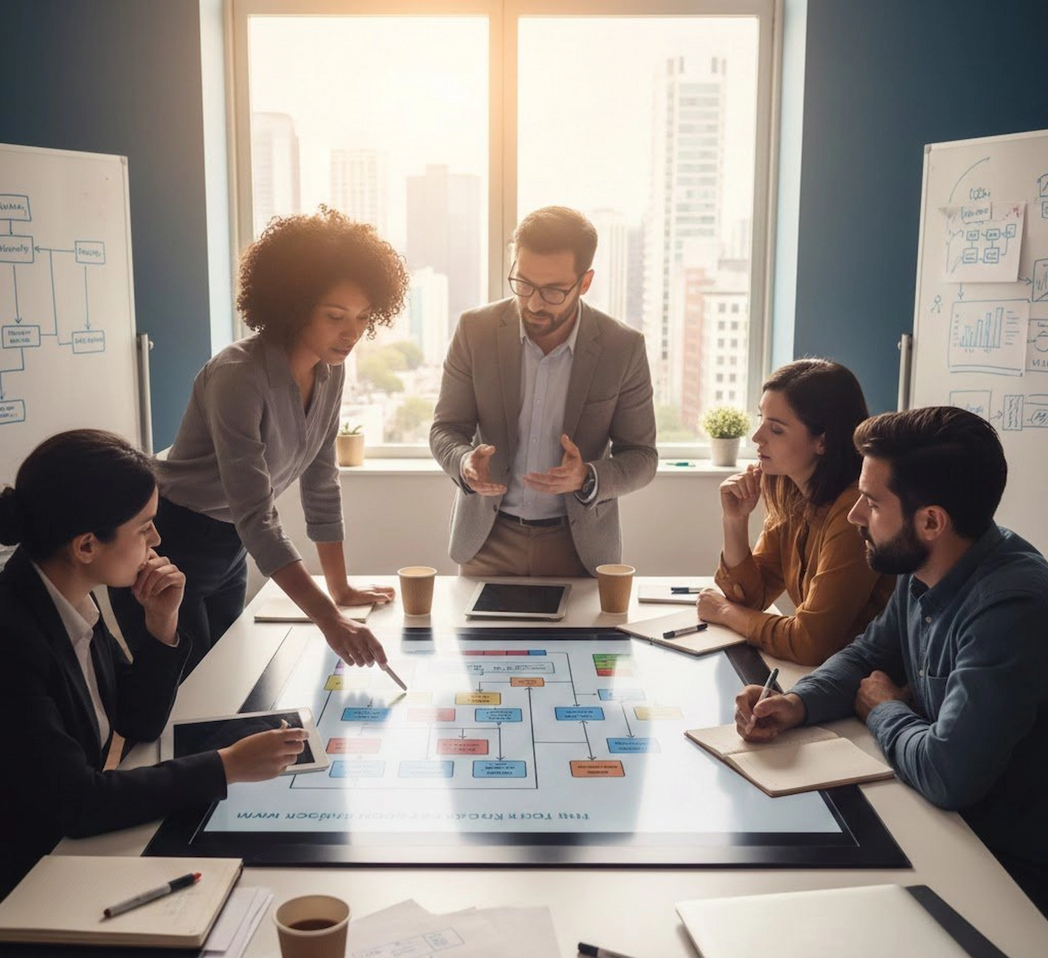 Implementation support team training staff on optimized workflows